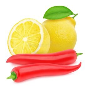 lemon and red pepper नींबू और लाल मिर्च
